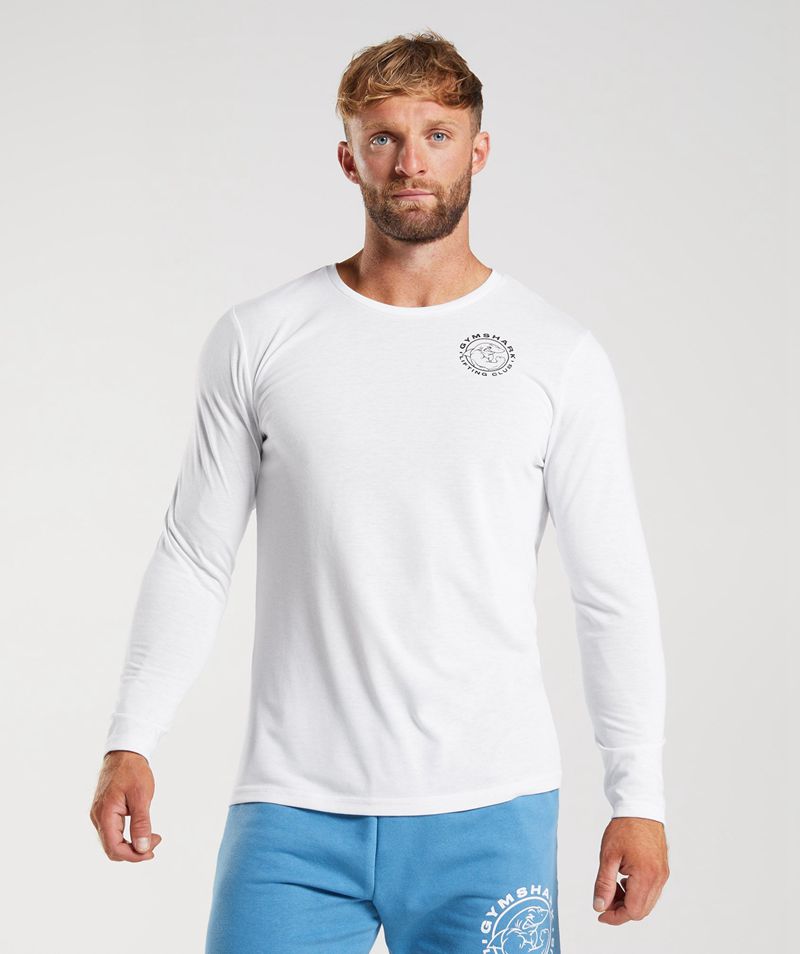 Men's Gymshark Legacy Long Sleeve T-Shirts White | USA 7568-OBXKT