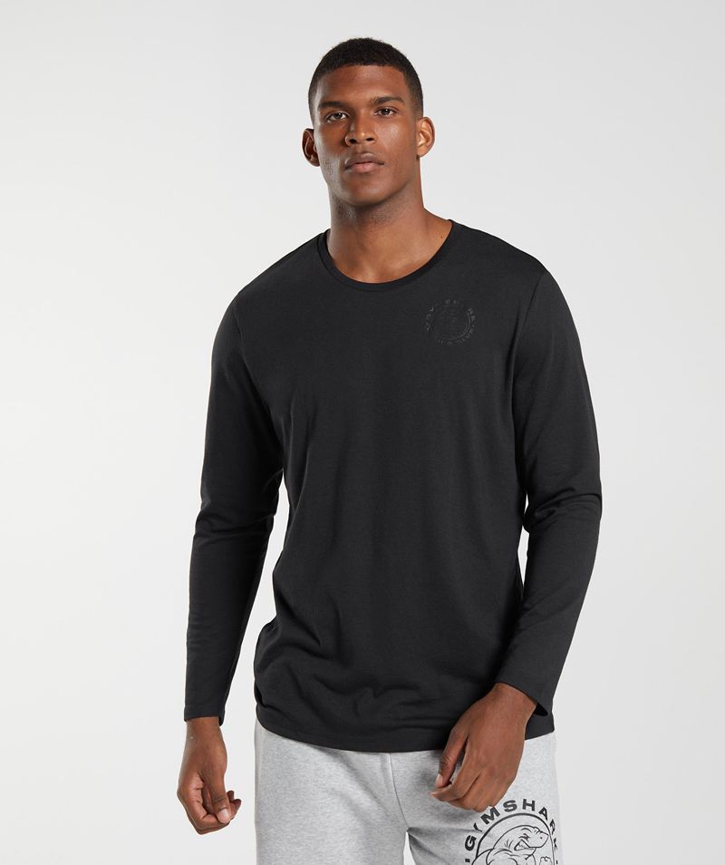 Men's Gymshark Legacy Long Sleeve T-Shirts Black | USA 9867-ZKVRF