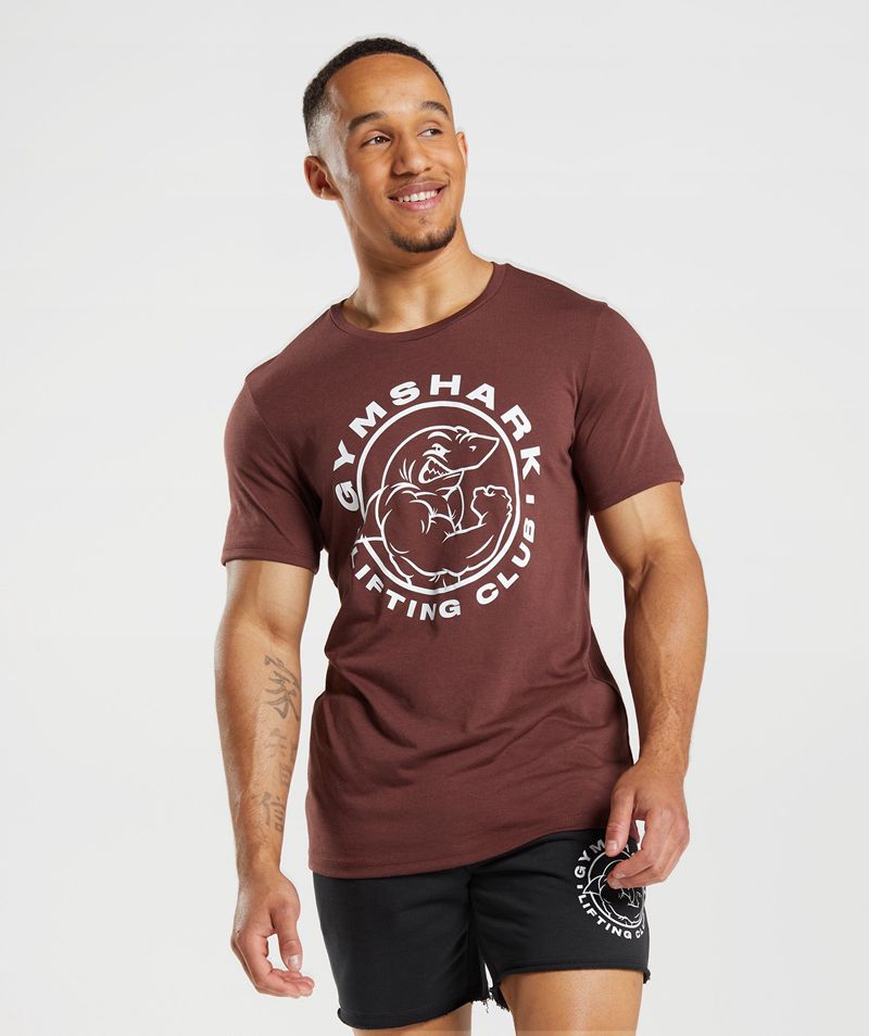 Men's Gymshark Legacy T-Shirts Burgundy | USA 7840-ZXWBM