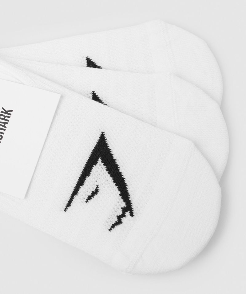 Men's Gymshark No Show 3pk Socks White | USA 6925-IPKFL