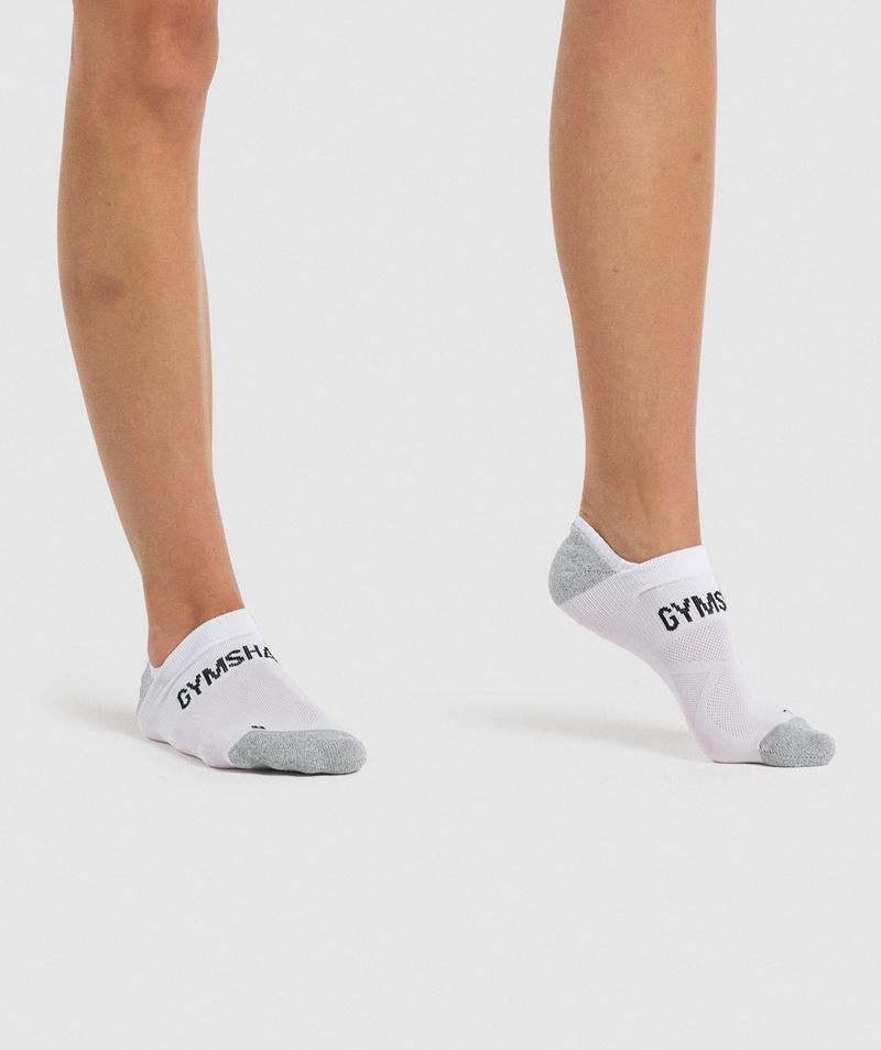 Men's Gymshark No Show Performance Socks White | USA 4659-OKHBU