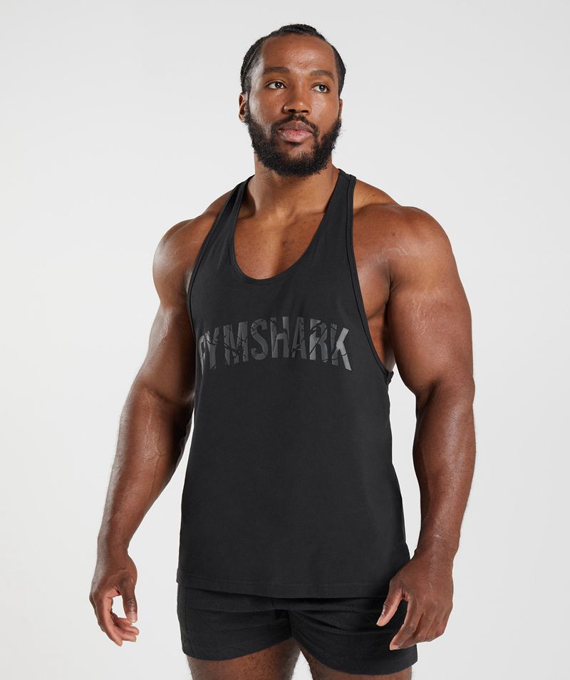 Men's Gymshark Power Stringer Black | USA 5729-LJBKC