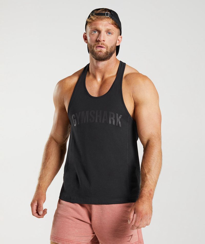 Men's Gymshark Power Stringer Black | USA 6971-JVMEP