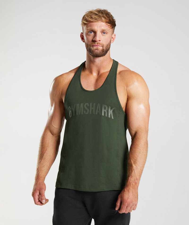 Men's Gymshark Power Stringer Olive | USA 5902-ARQZY