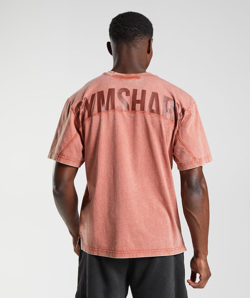 Men's Gymshark Power Washed T-Shirts Rose | USA 4305-TZIUJ