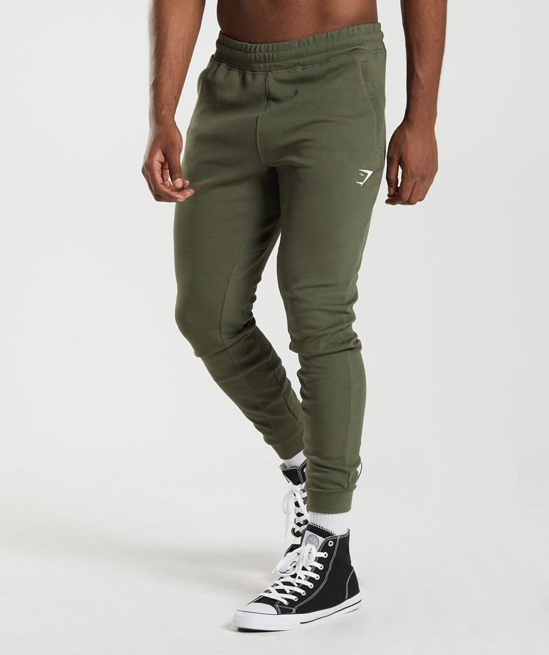 Men's Gymshark React Joggers Olive | USA 4159-WKQMA