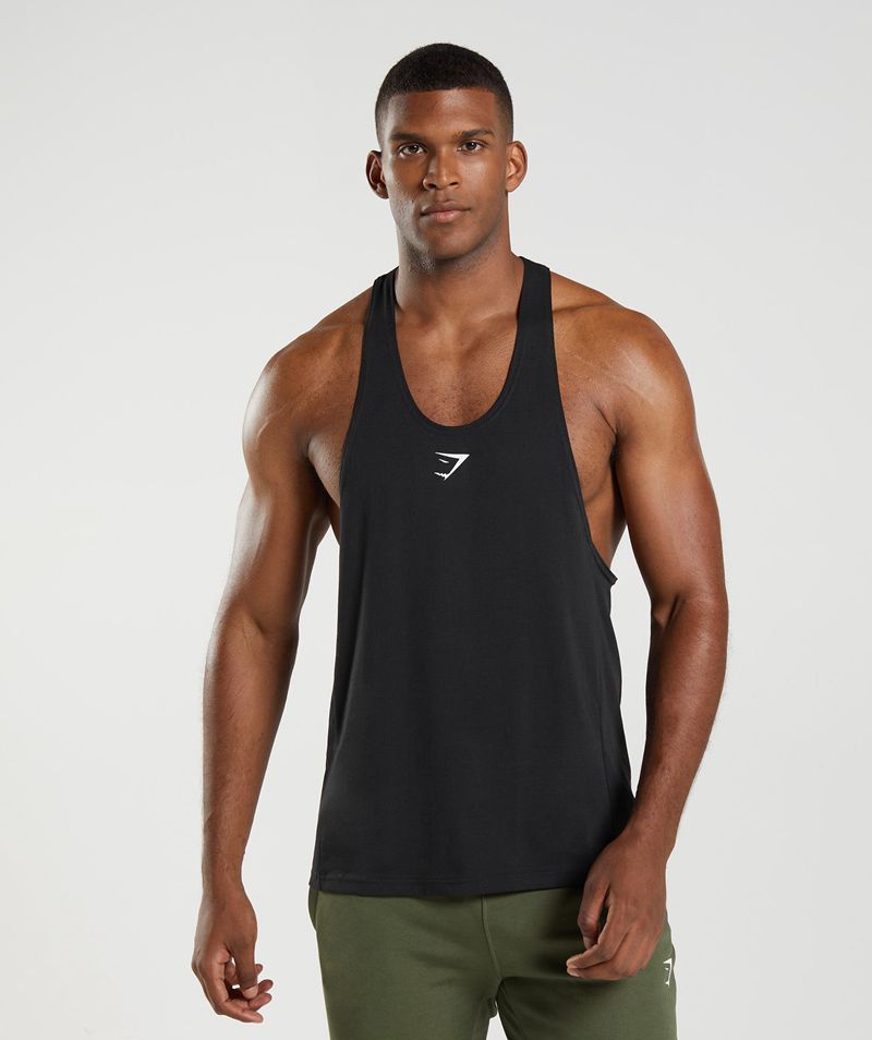 Men's Gymshark React Stringer Black | USA 9405-UTAFB