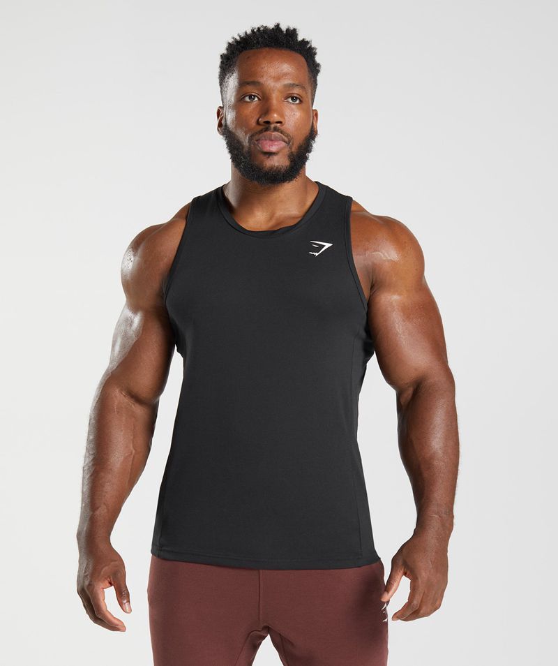 Men's Gymshark React Tank Tops Black | USA 4063-CFGLY