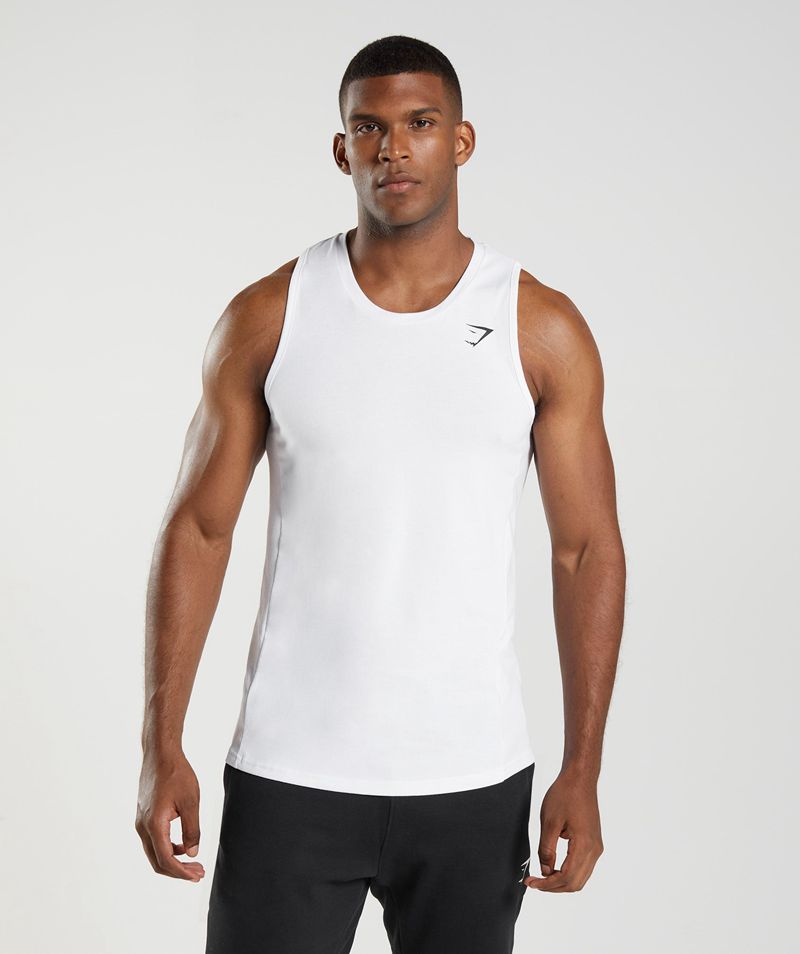 Men's Gymshark React Tank Tops White | USA 5312-ZEDJL