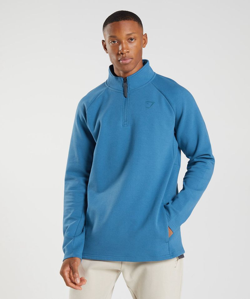 Men's Gymshark Rest Day 1/4 Zip Jackets Blue | USA 4250-AVJYO