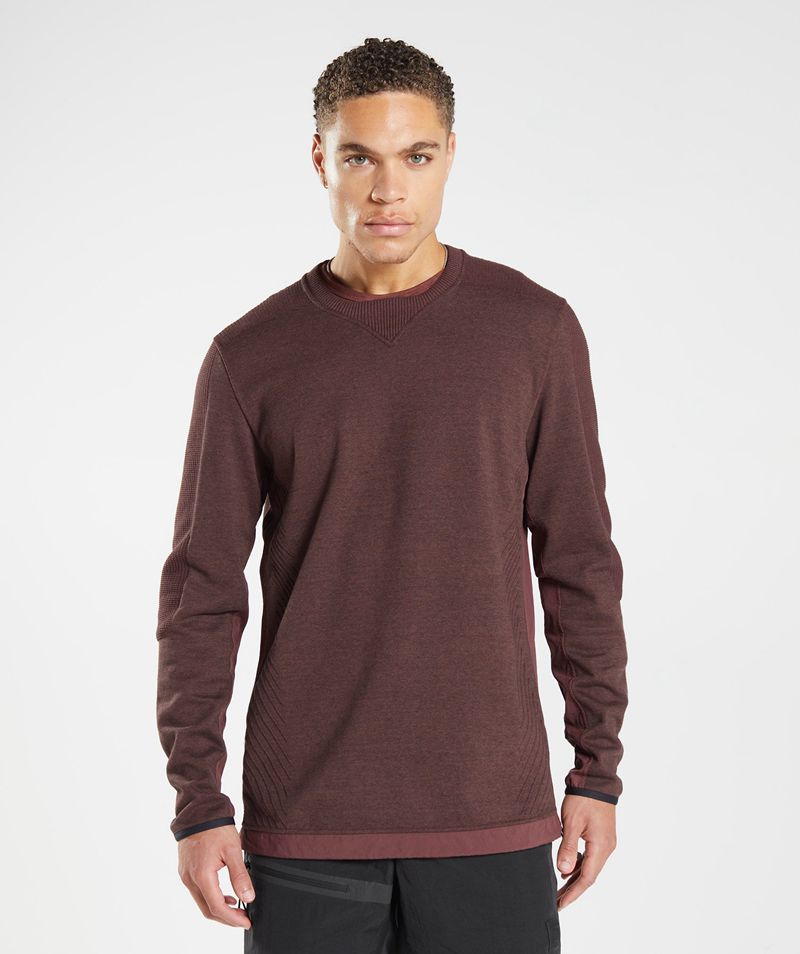 Men's Gymshark Retake Crew Sweatshirts Burgundy | USA 4297-IESGM