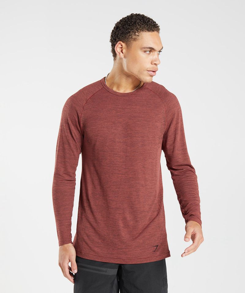 Men's Gymshark Retake Seamless Long Sleeve T-Shirts Rose | USA 3892-SPZXO