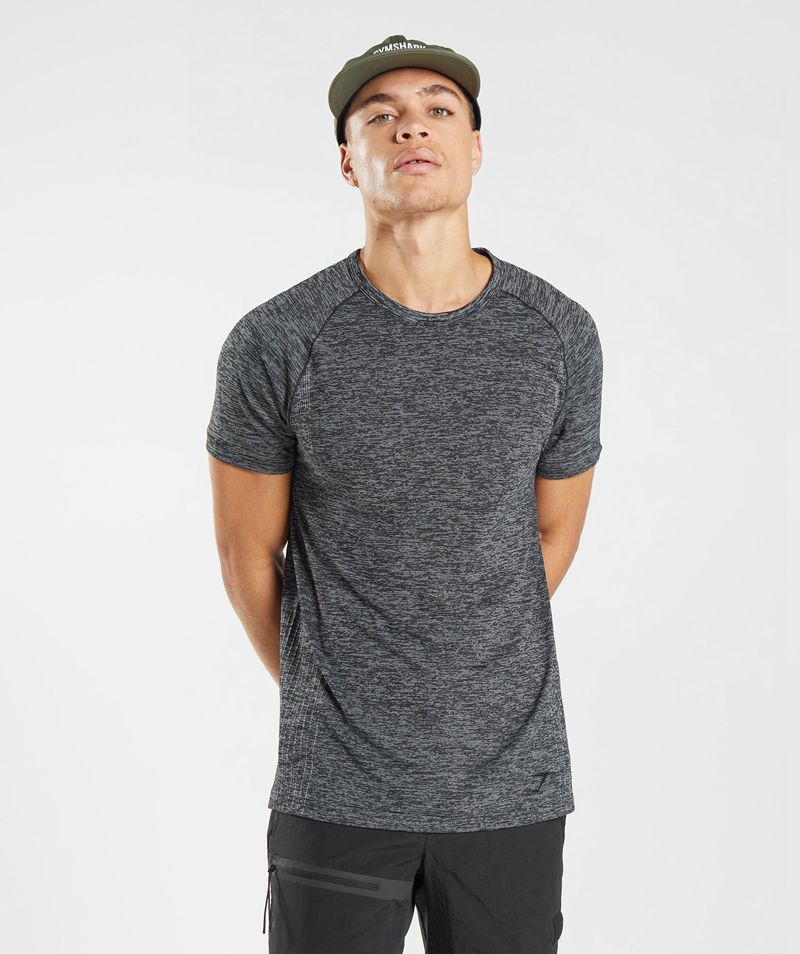 Men's Gymshark Retake Seamless T-Shirts Black | USA 1467-ZLFEN