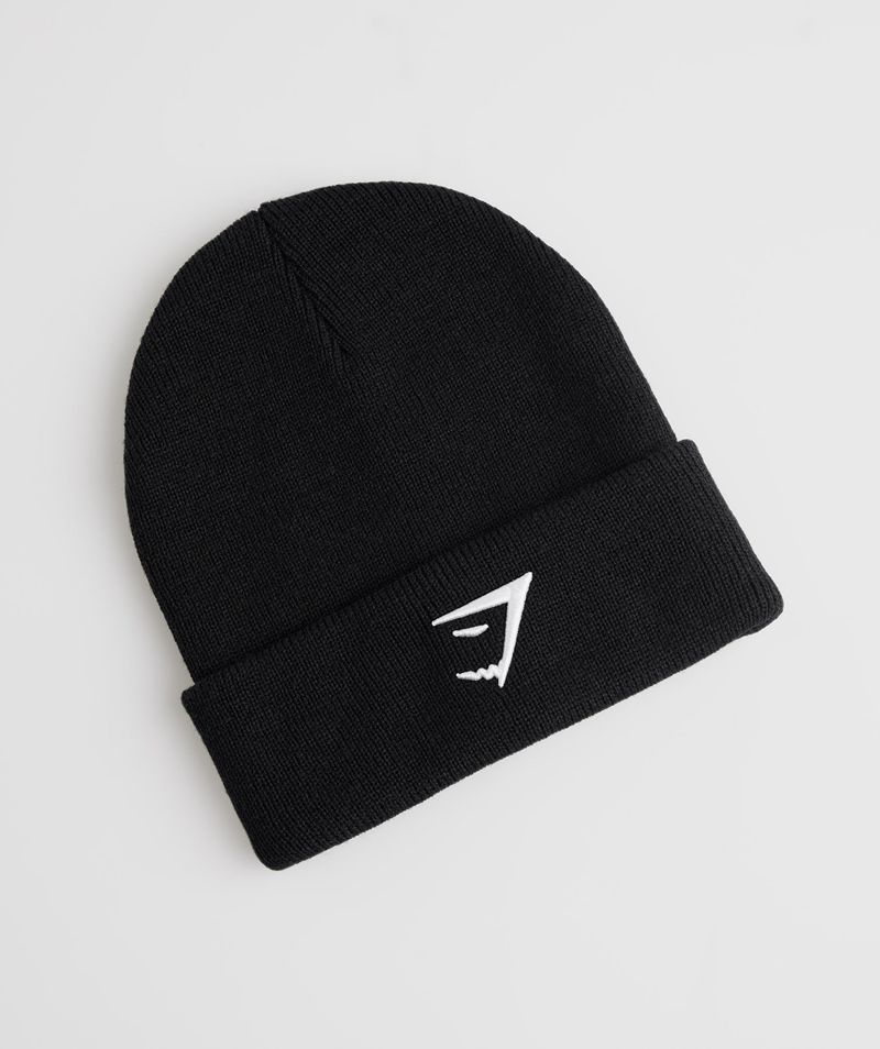 Men's Gymshark Sharkhead Beanie Black | USA 2706-RLAVW