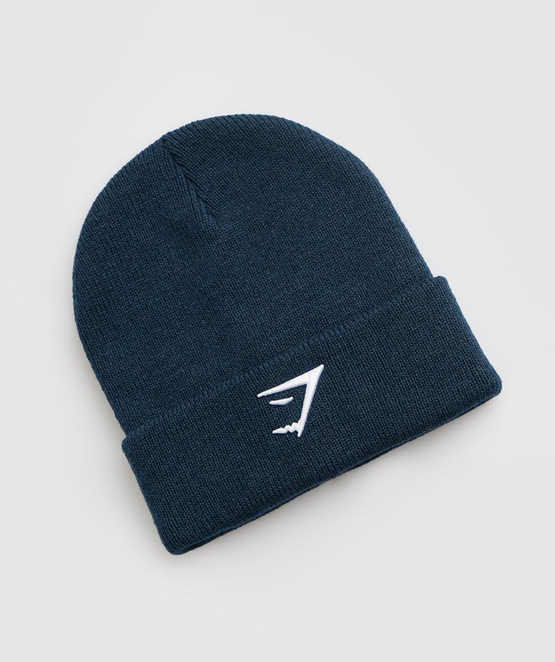 Men's Gymshark Sharkhead Beanie Navy | USA 3547-IPWBD