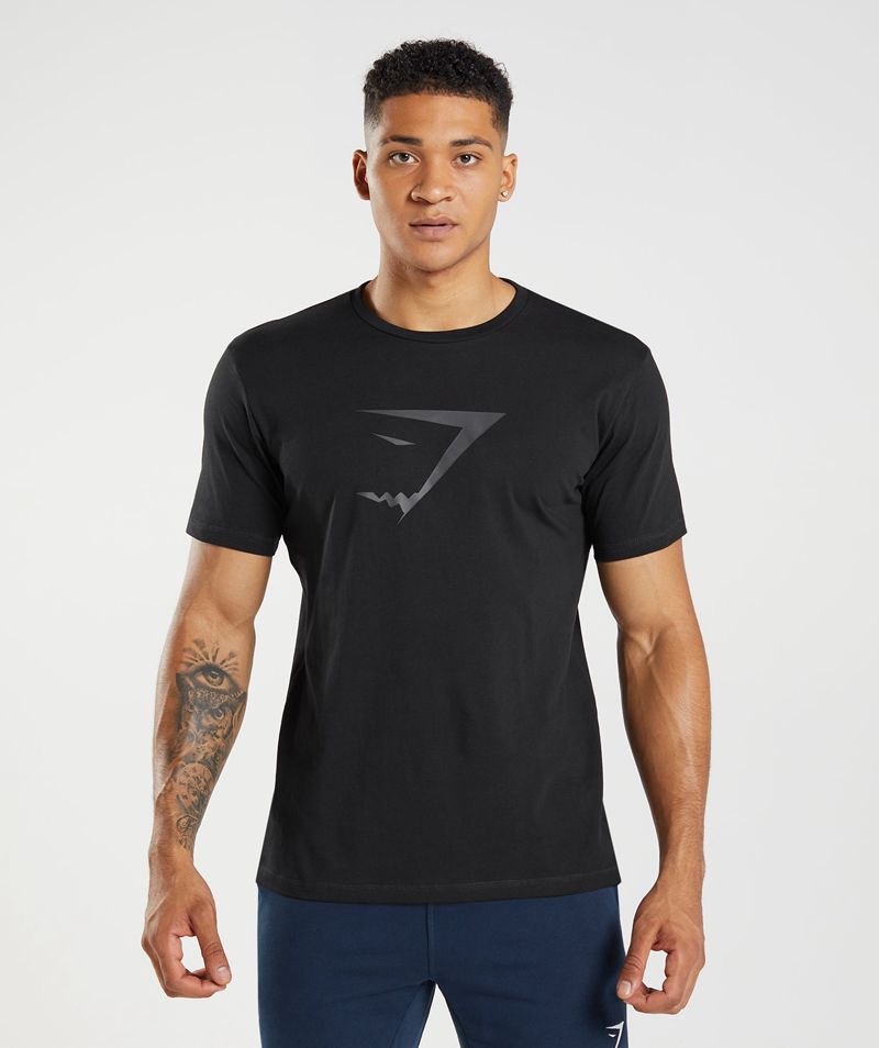 Men's Gymshark Sharkhead Infill T-Shirts Black | USA 0413-BDJEI