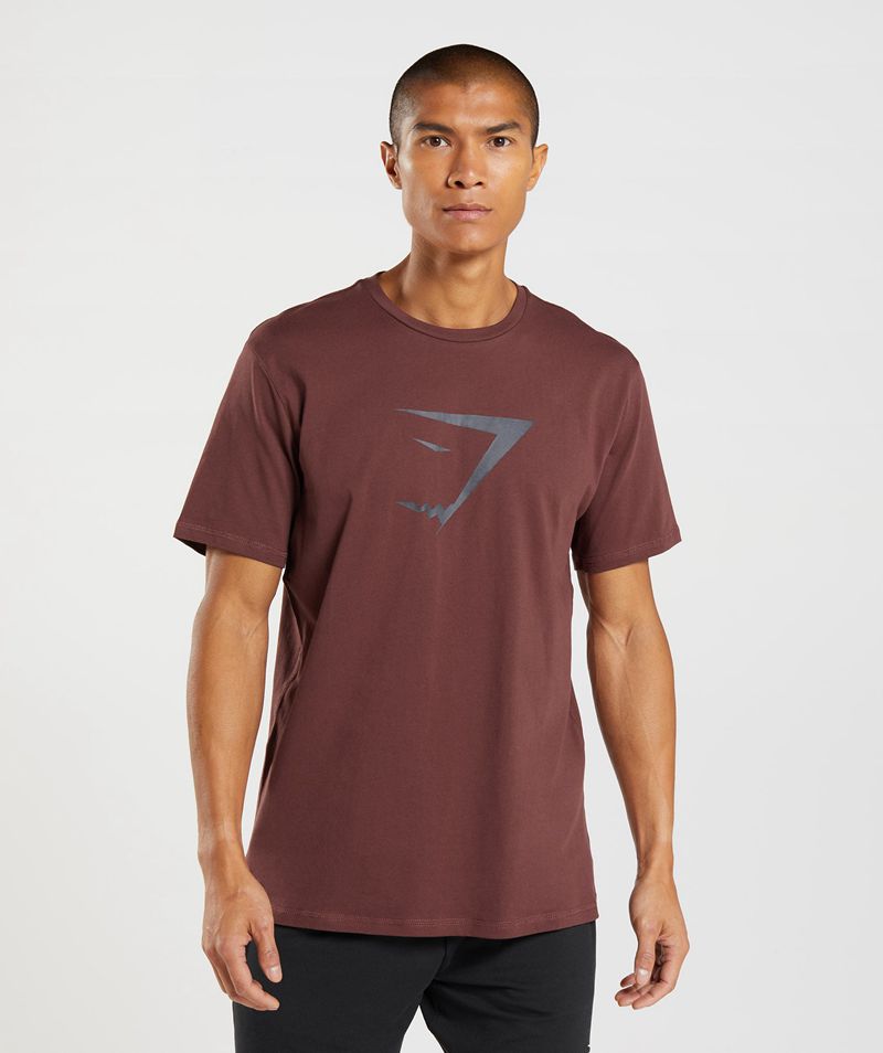 Men's Gymshark Sharkhead Infill T-Shirts Burgundy | USA 3106-FPYHZ