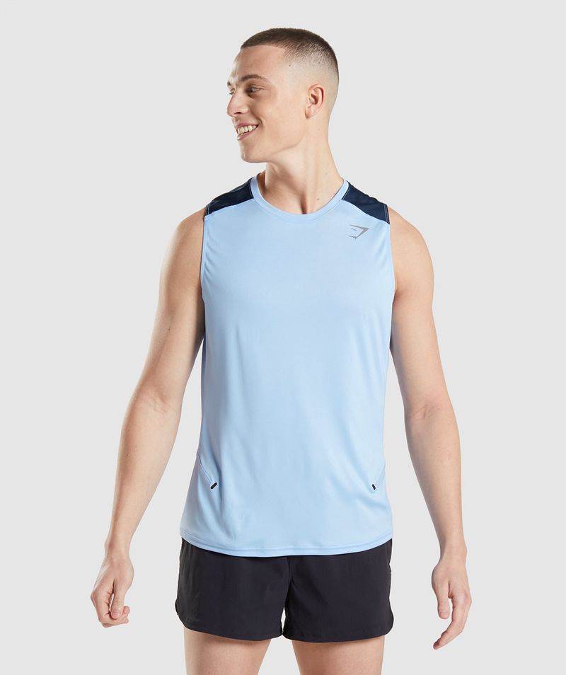 Men's Gymshark Speed Evolve Tank Tops Blue | USA 9861-ZMHWR