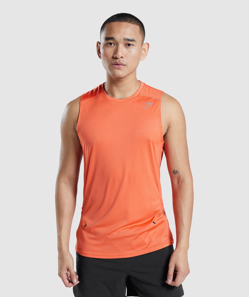 Men's Gymshark Speed Evolve Tank Tops Orange | USA 6512-LBGKN