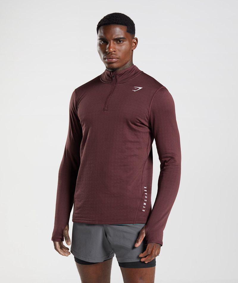 Men's Gymshark Sport 1/4 Zip Sweatshirts Burgundy | USA 0543-BPOMR