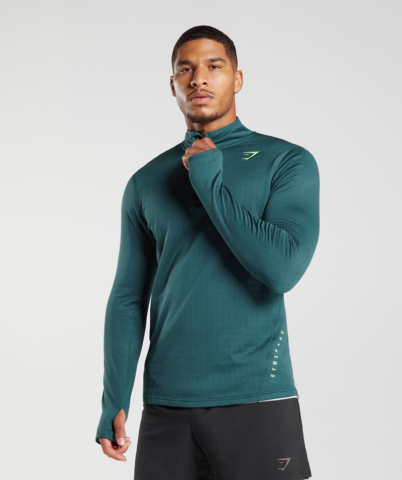 Men's Gymshark Sport 1/4 Zip Sweatshirts Turquoise | USA 2081-NDBOP