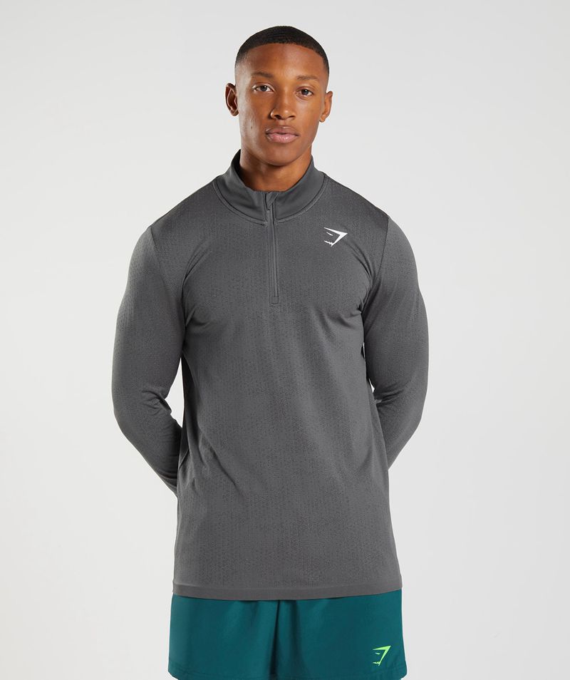 Men's Gymshark Sport Seamless 1/4 Zip Sweatshirts Grey | USA 5840-QAZNF