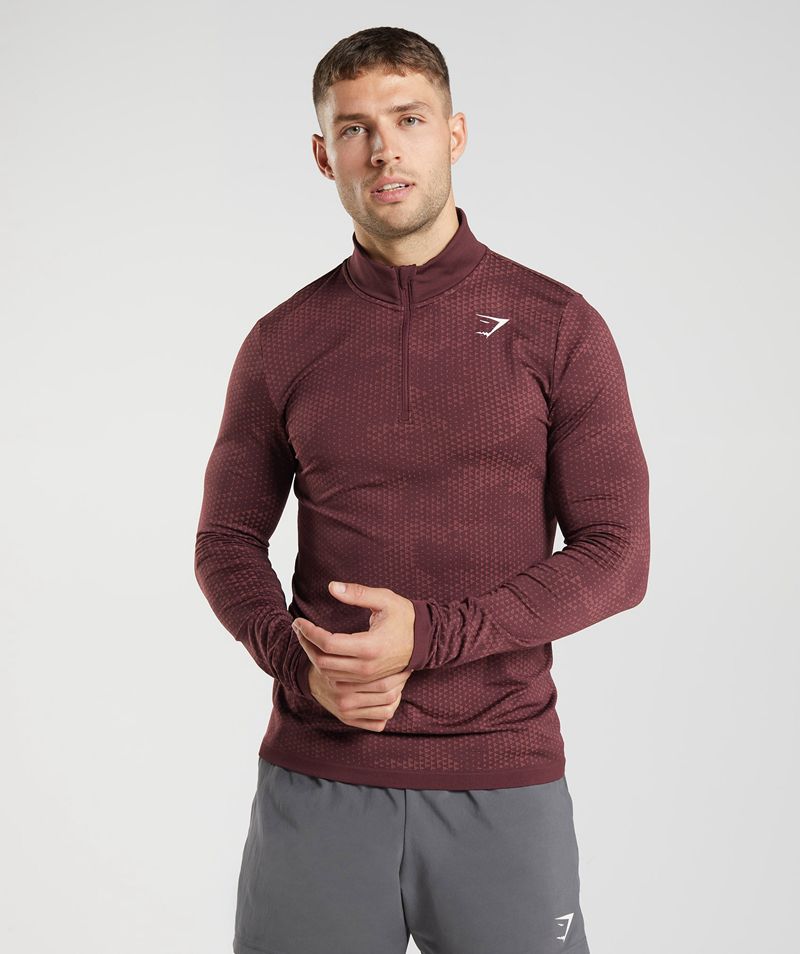 Men's Gymshark Sport Seamless 1/4 Zip Sweatshirts Burgundy | USA 8075-ITYXL