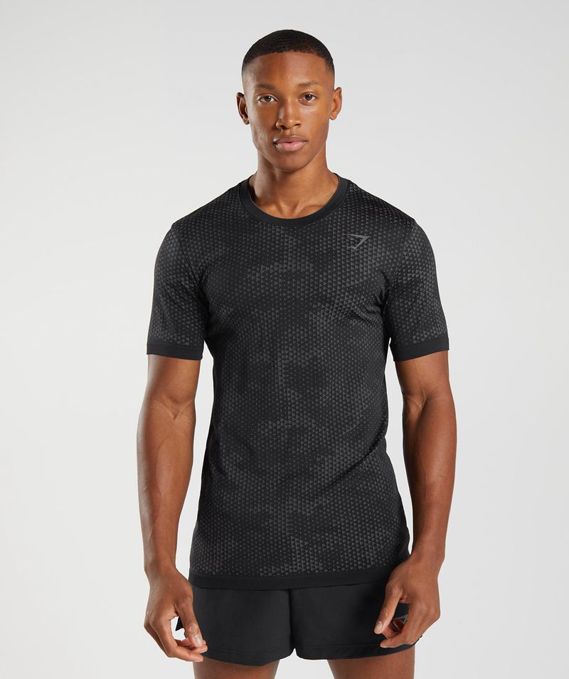 Men's Gymshark Sport Seamless T-Shirts Black | USA 7169-TAJQD