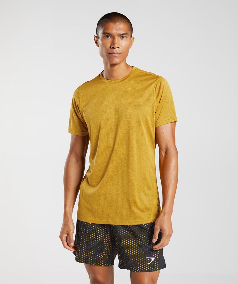 Men's Gymshark Sport Seamless T-Shirts Yellow | USA 5168-QLAUV