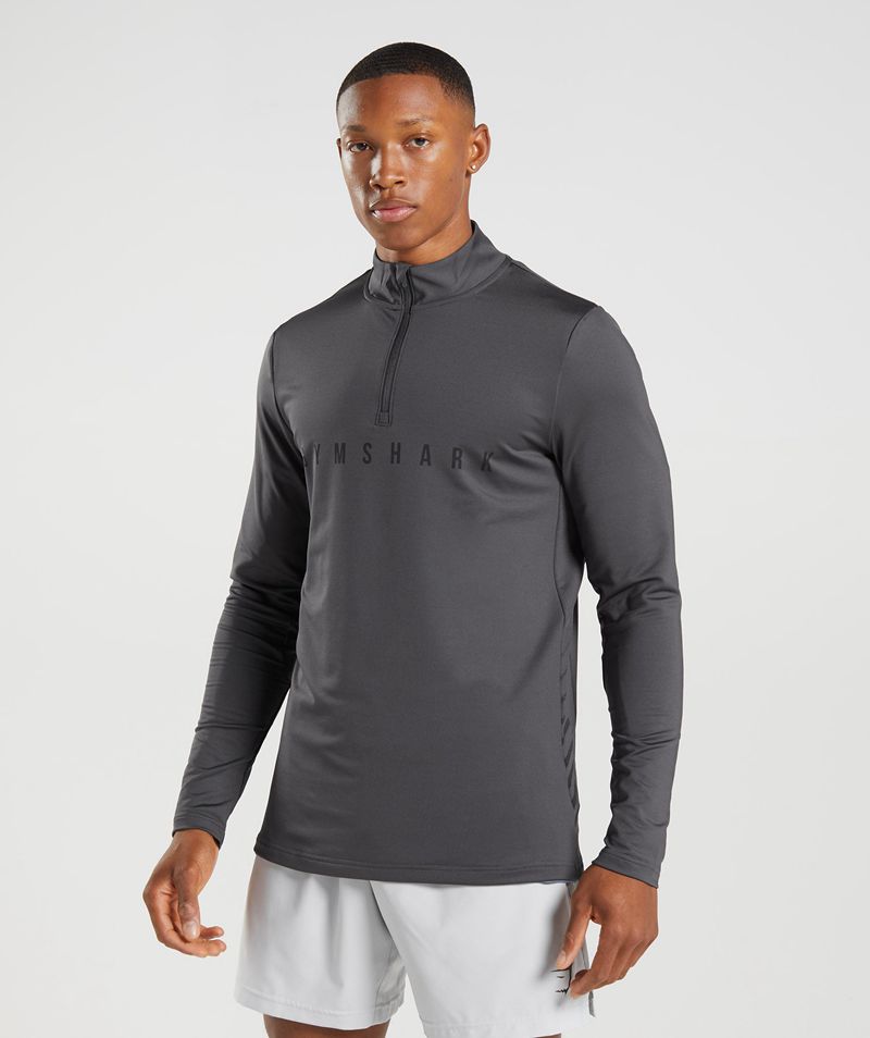 Men's Gymshark Sport Stripe 1/4 Zip Sweatshirts Grey | USA 3428-QRCTX