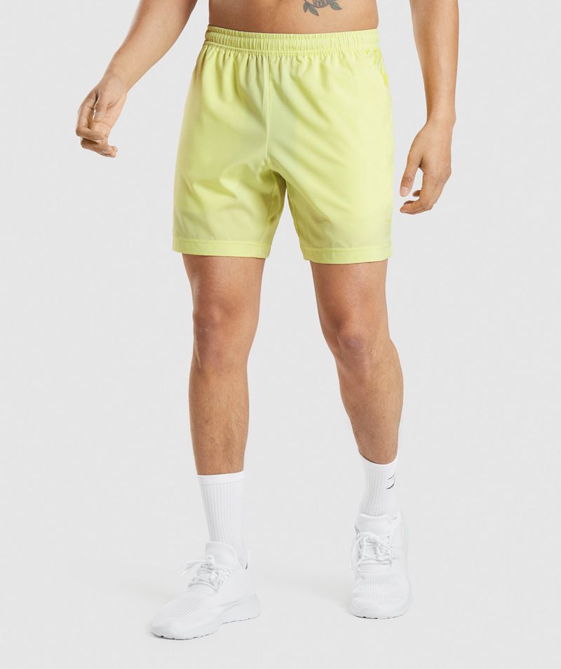 Men's Gymshark Sport Stripe 7" Shorts Yellow | USA 8641-SKMUH