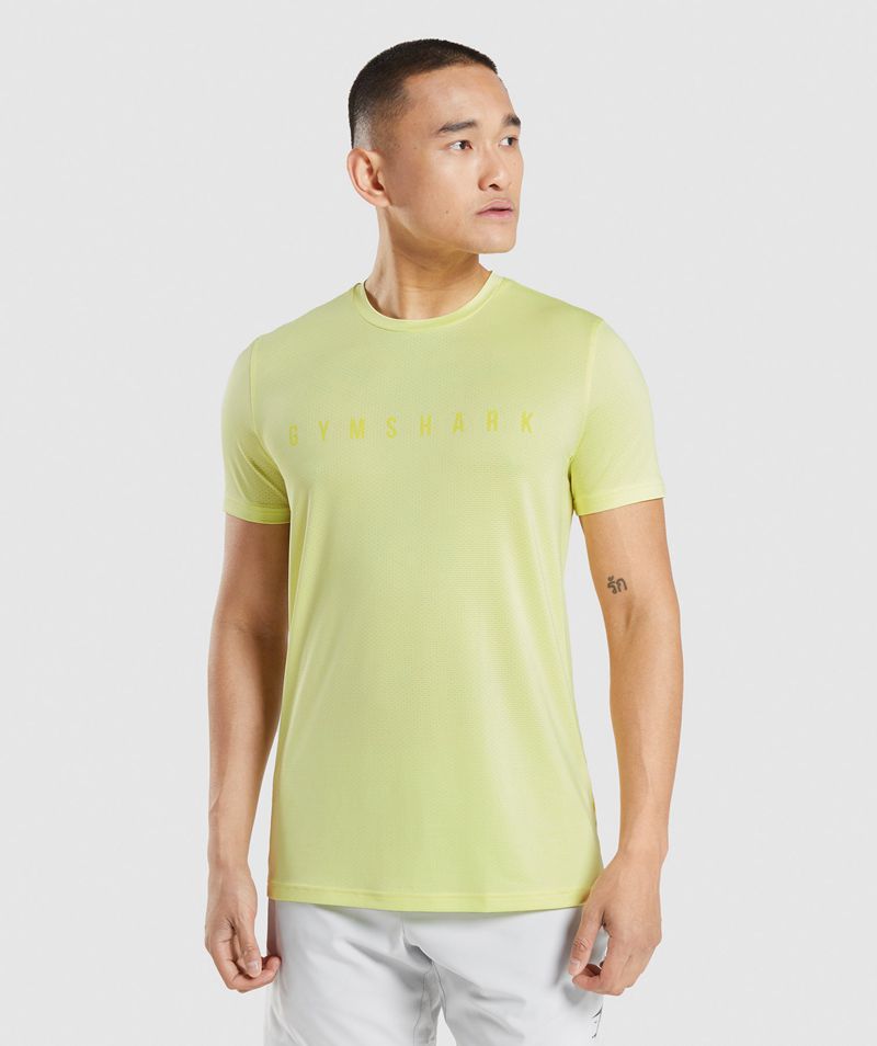 Men's Gymshark Sport Stripe T-Shirts Yellow | USA 5840-VAFIE