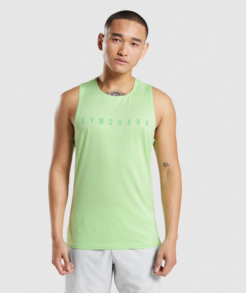 Men's Gymshark Sport Stripe Tank Tops Green | USA 3140-PGCAY