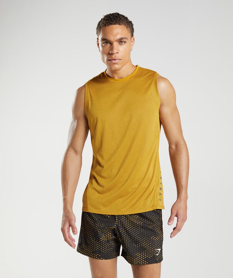 Men's Gymshark Sport Tank Tops Yellow | USA 4028-DFUBE