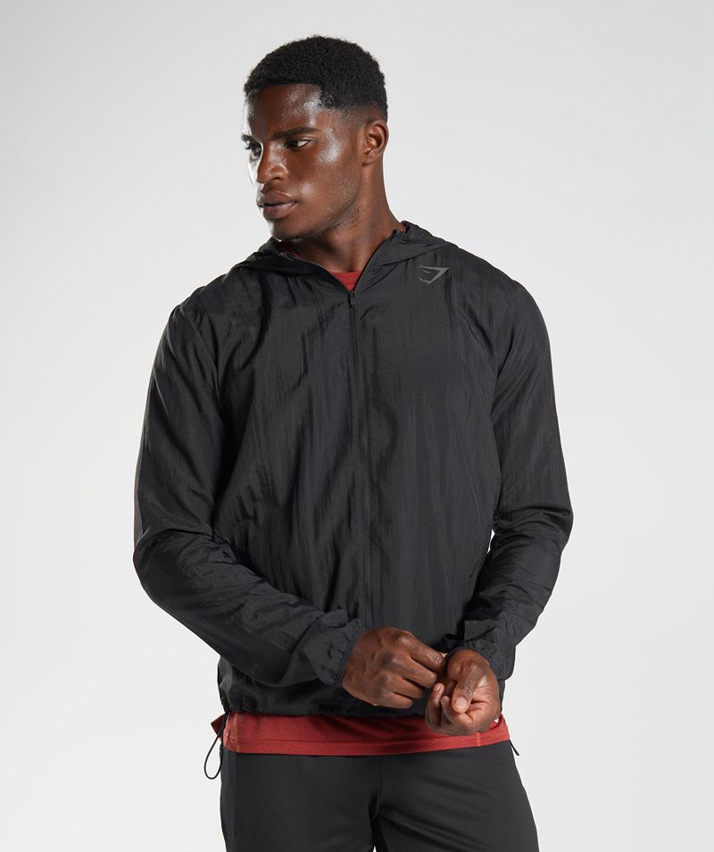 Men's Gymshark Sport Windbreaker Jackets Black | USA 6043-YLQCX