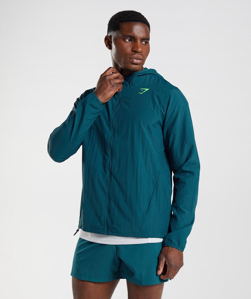 Men's Gymshark Sport Windbreaker Jackets Turquoise | USA 7813-DWOBC