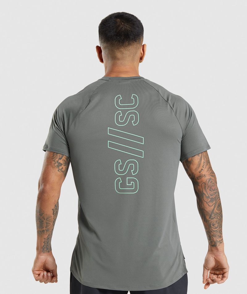 Men's Gymshark Steve Cook T-Shirts Grey | USA 5360-QTCPO