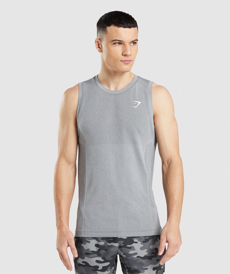 Men's Gymshark Vital Seamless Light Tank Tops Grey | USA 0831-GNQHF