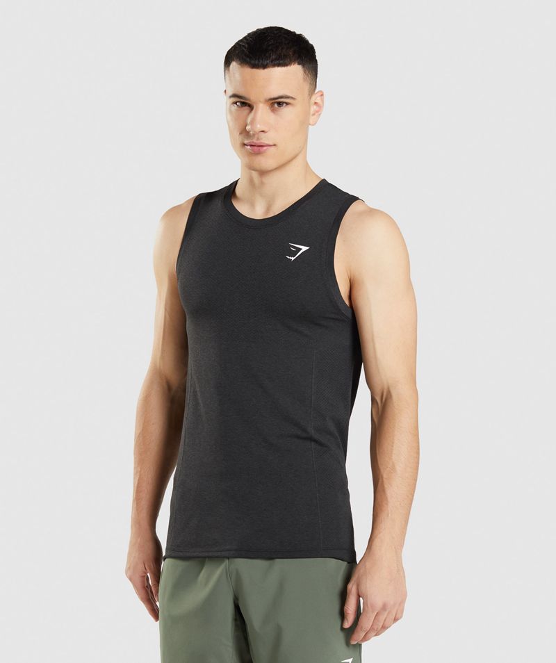 Men's Gymshark Vital Seamless Light Tank Tops Black | USA 7138-PEFAO