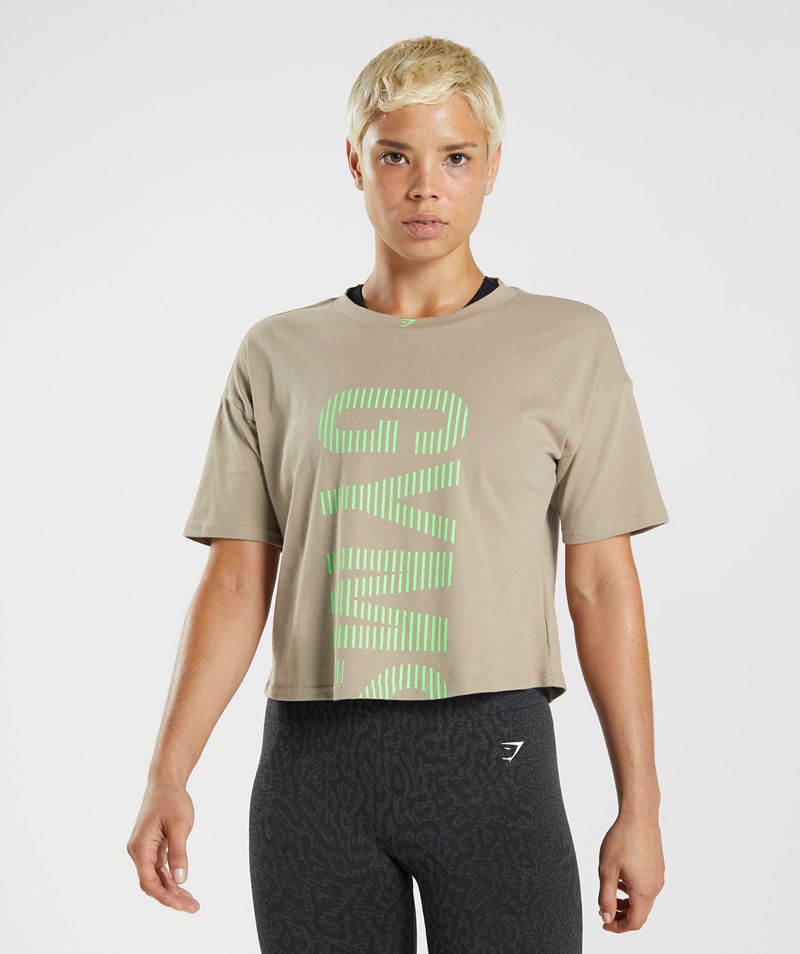 Women's Gymshark 315 Midi T-Shirts Beige | USA 8456-HZAUK