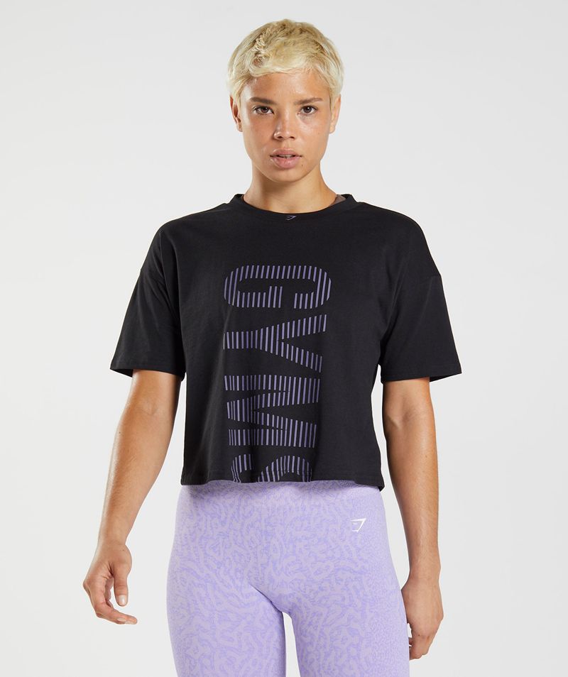 Women's Gymshark 315 Midi T-Shirts Black | USA 5039-UEBWN