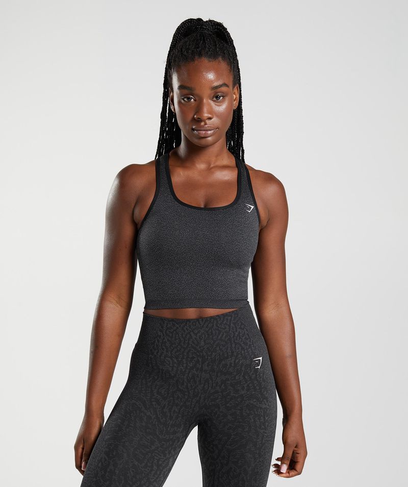 Women's Gymshark Adapt Animal Seamless Crop Tank Tops Black | USA 0763-LYRXG