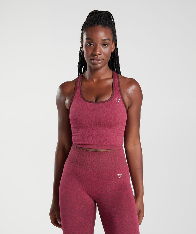 Women's Gymshark Adapt Animal Seamless Crop Tank Tops Burgundy | USA 5394-RVWJZ