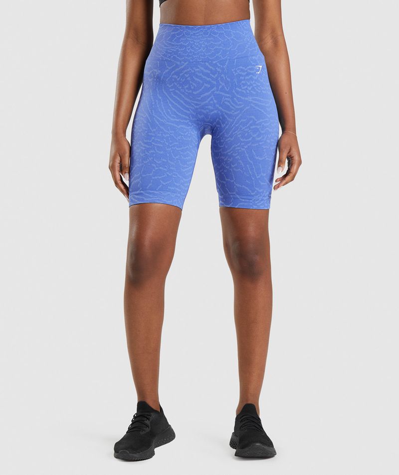 Women's Gymshark Adapt Animal Seamless Cycling Shorts Blue | USA 5682-VGPXI