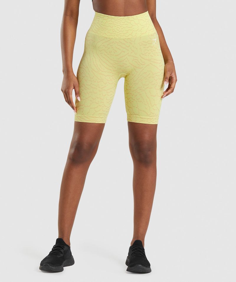 Women's Gymshark Adapt Animal Seamless Cycling Shorts Yellow | USA 7468-VWUEQ