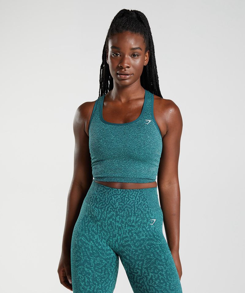 Women's Gymshark Adapt Animal Seamless Crop Tank Tops Turquoise | USA 8012-SCFNK