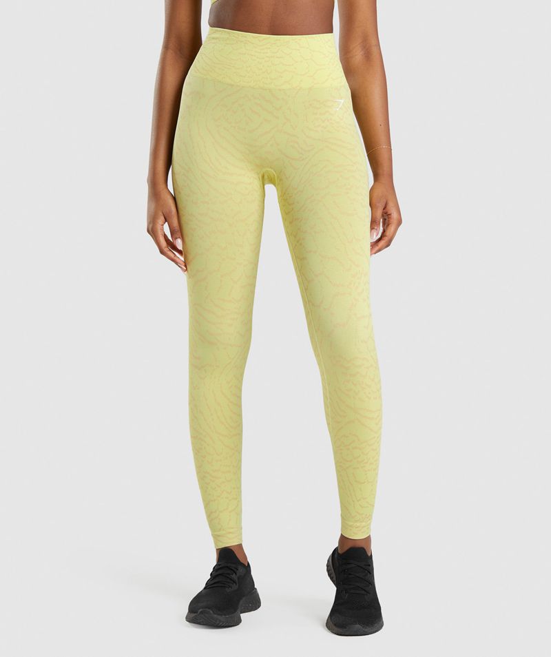 Women's Gymshark Adapt Animal Seamless Leggings Yellow | USA 2869-UWLDV