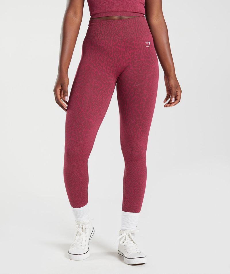 Women's Gymshark Adapt Animal Seamless Leggings Burgundy | USA 2934-CROTE