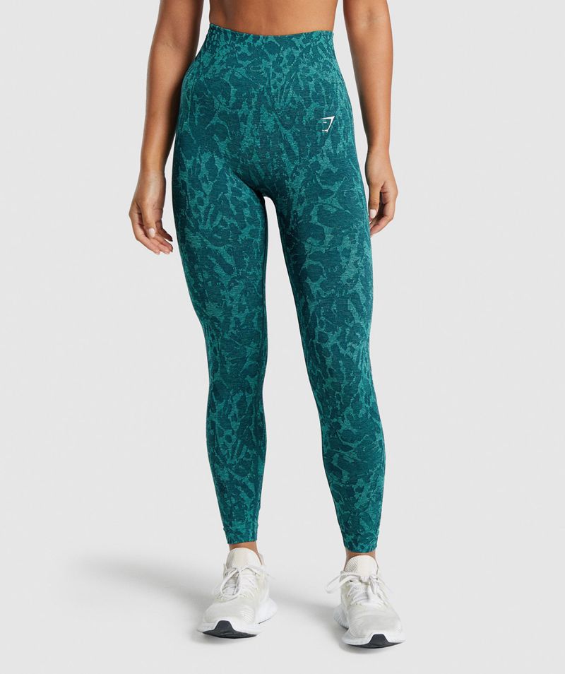 Women's Gymshark Adapt Animal Seamless Leggings Turquoise | USA 3468-BRXUH