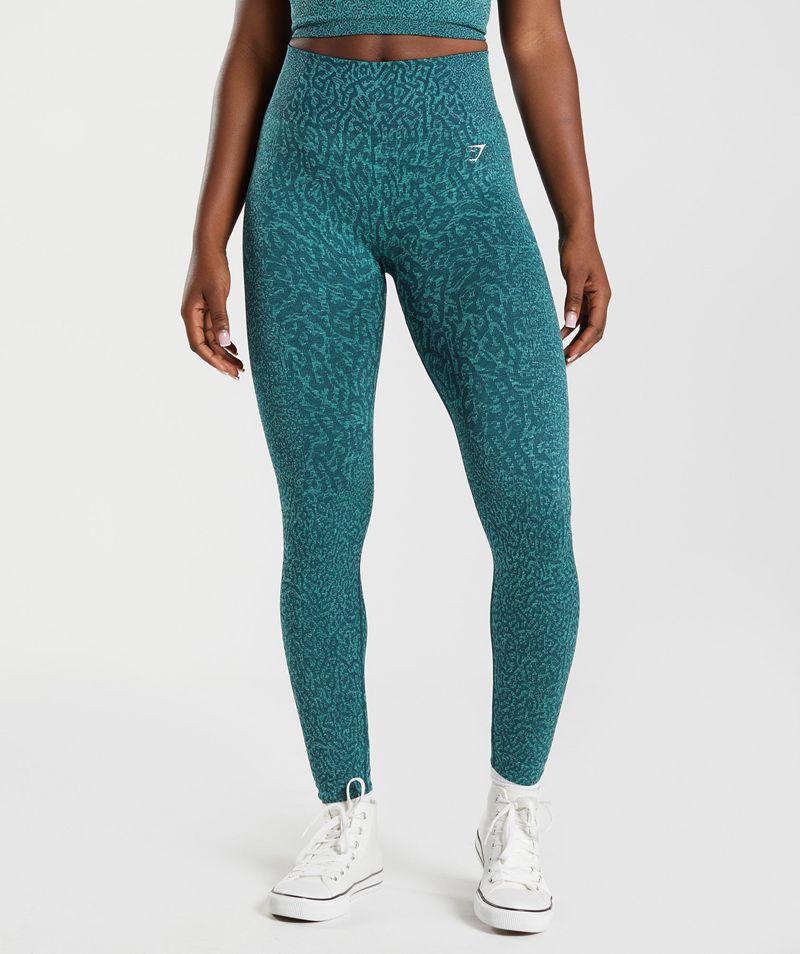 Women's Gymshark Adapt Animal Seamless Leggings Turquoise | USA 4620-GPLCQ